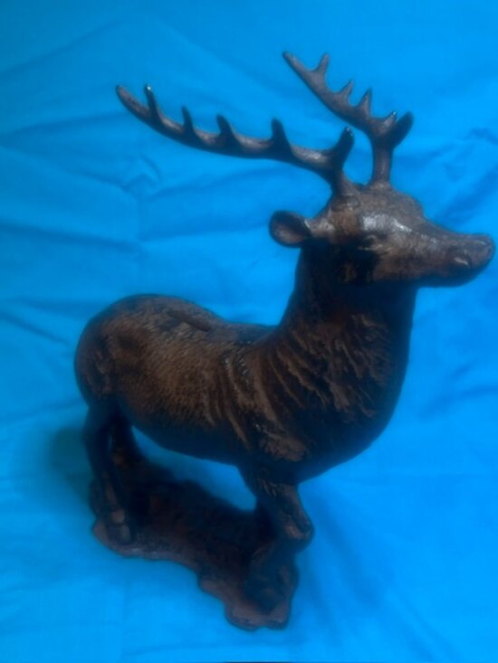 Bronze Life-Sized Elk Statue Cast Iron Huge Large Elk Statue / Figurine 12\